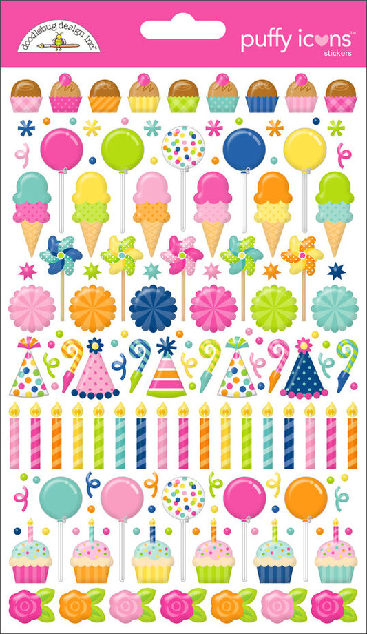 Doodlebug Design Cupcakes & Candles Puffy Icons Stickers (9139)