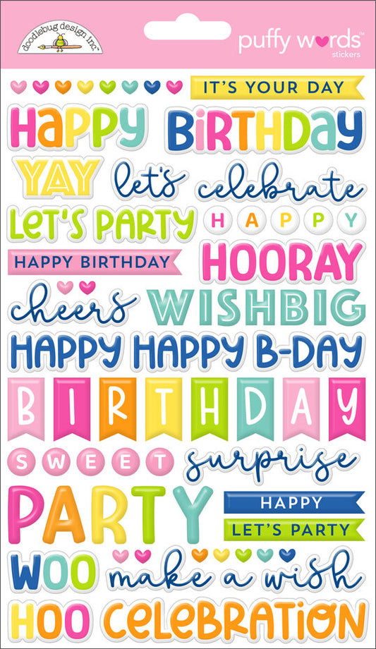 Doodlebug Design Cupcakes & Candles Puffy Words Stickers (9140)