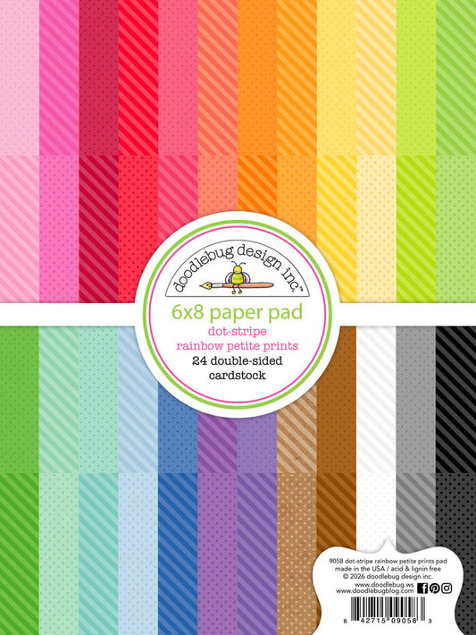Doodlebug Design Dot-Stripe Rainbow 6x8 Inch Petite Prints Paper Pad (9058)