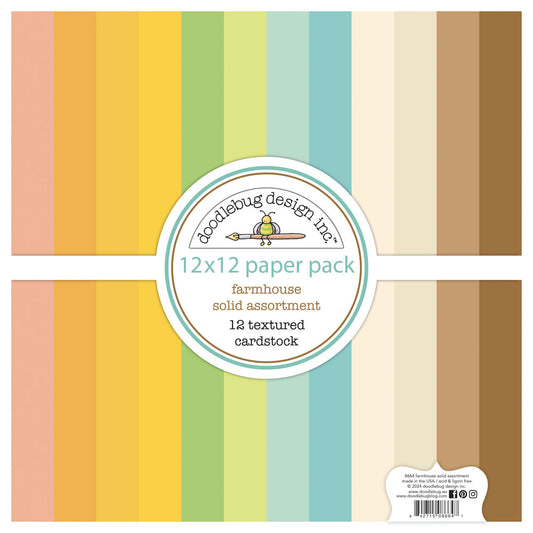 Doodlebug Design - Farmhouse Textured Cardstock Assortment Pack 12x12"