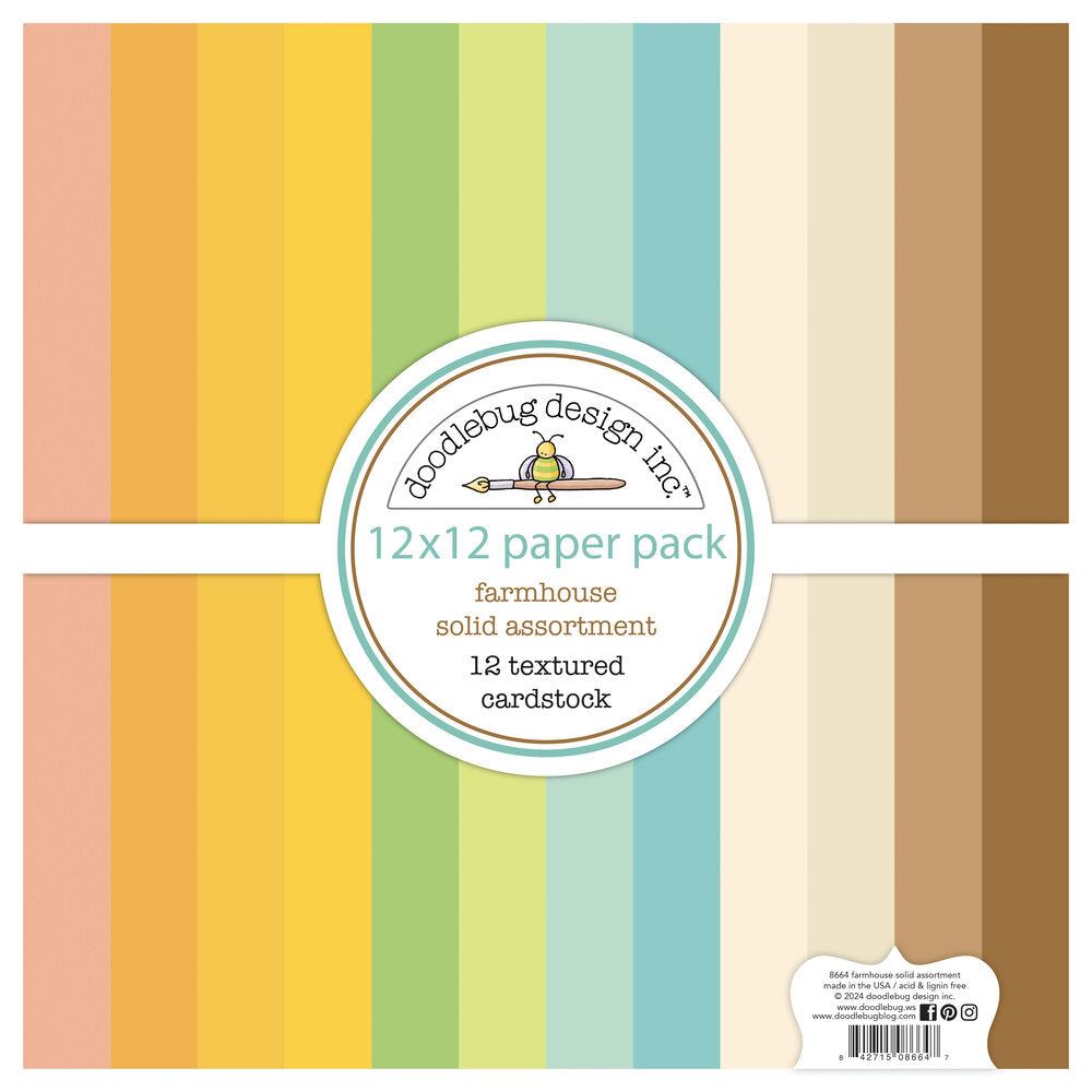 Doodlebug Design - Farmhouse Textured Cardstock Assortment Pack 12x12"