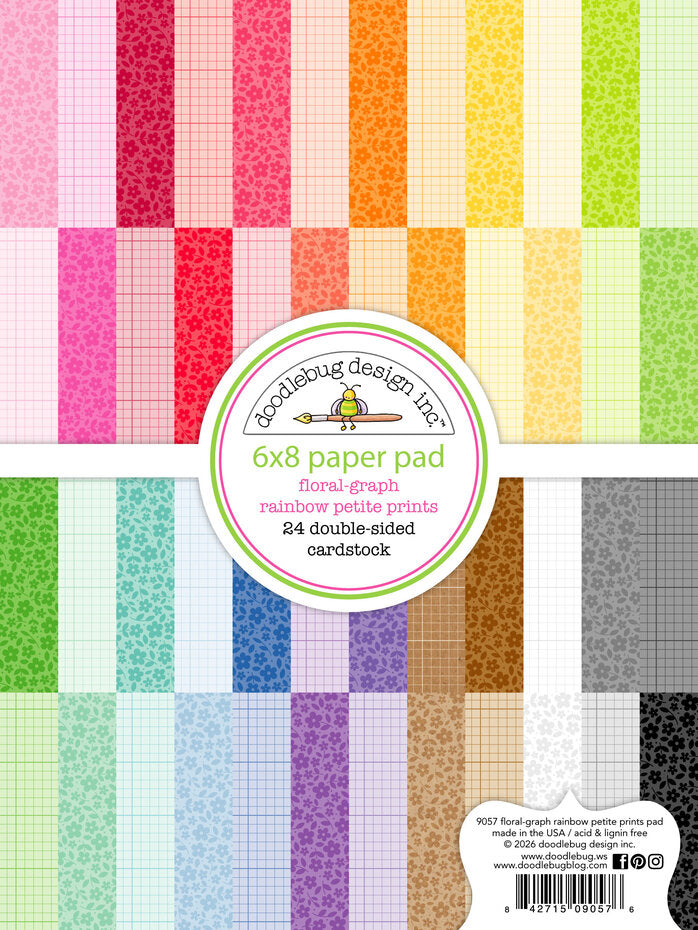 Doodlebug Design Floral-Graph Rainbow 6x8 Inch Petite Prints Paper Pad (9057)
