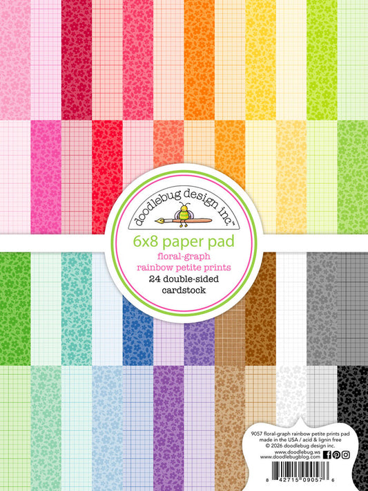 Doodlebug Design Floral-Graph Rainbow 6x8 Inch Petite Prints Paper Pad (9057)