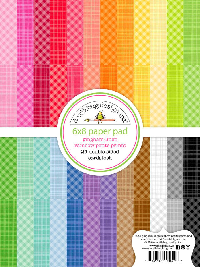 Doodlebug Design Gingham-Linen Rainbow 6x8 Inch Petite Prints Paper Pad (9055)