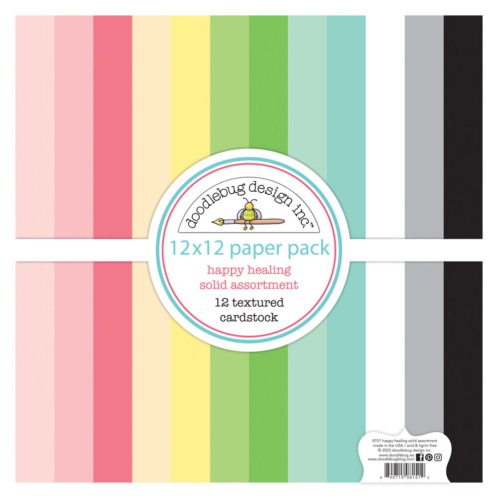 Doodlebug Design - Happy Healing Textured Cardstock Assortment Pack 12x12"
