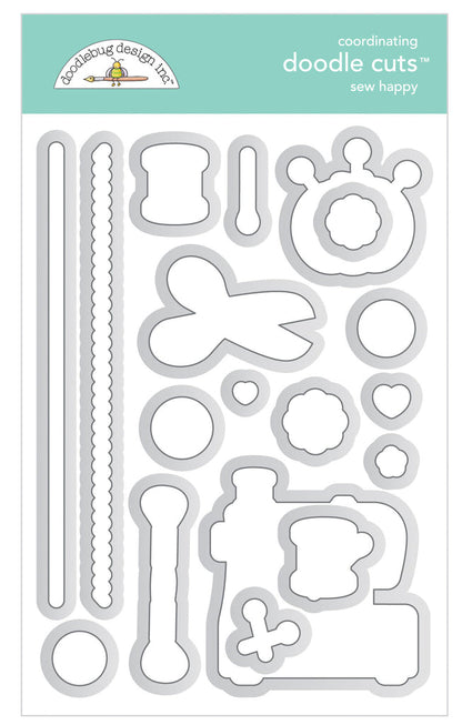 SET DEAL: Doodlebug Design - Sew Happy Doodle Stamps + Metal Dies