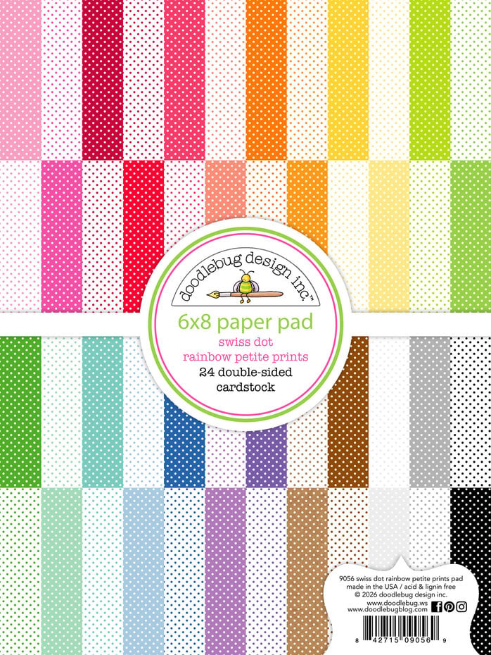 Doodlebug Design Swiss-Dot Rainbow 6x8 Inch Petite Prints Paper Pad (9056)