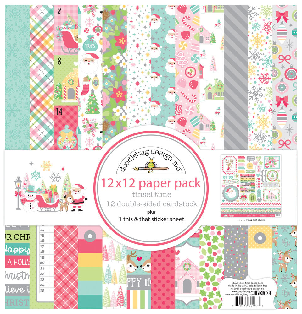 Doodlebug Design - Tinsel Time Paper Pack 12x12"