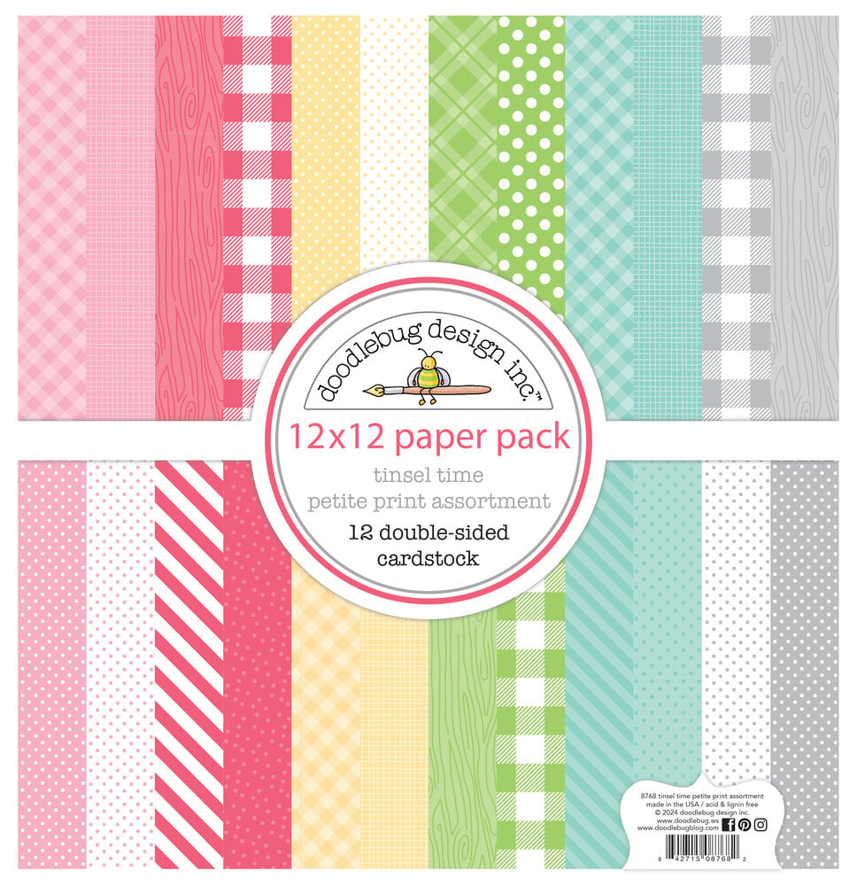 Doodlebug Design - Tinsel Time Petite Prints Assortment Pack 12x12"