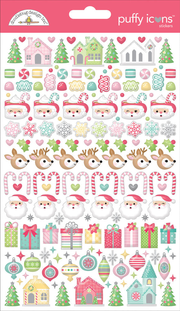 Doodlebug Design - Tinsel Time Puffy Icons Stickers