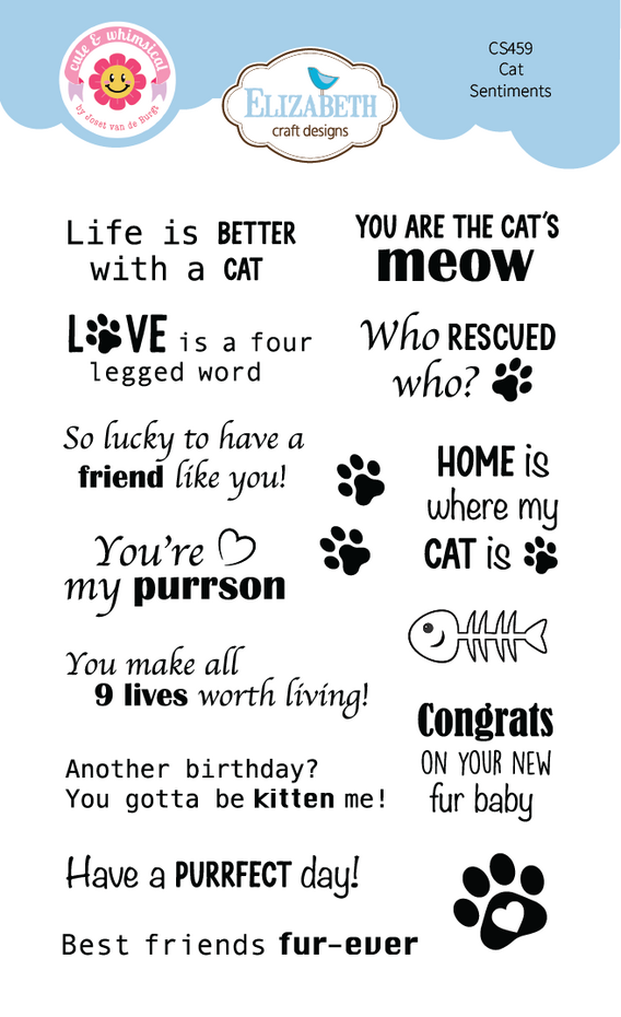Elizabeth Craft Designs - Meet the Cats Stamps Cat Sentiments