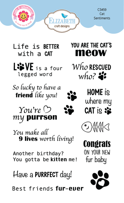 Elizabeth Craft Designs - Meet the Cats Stamps Cat Sentiments