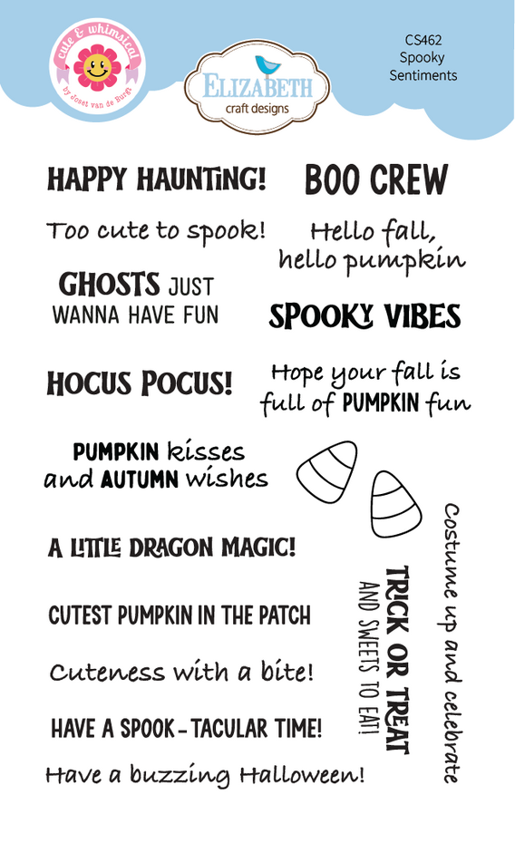 Elizabeth Craft Designs Snuggle Season Stamps Spooky Sentiments by Cute & Whimsical (CS462)