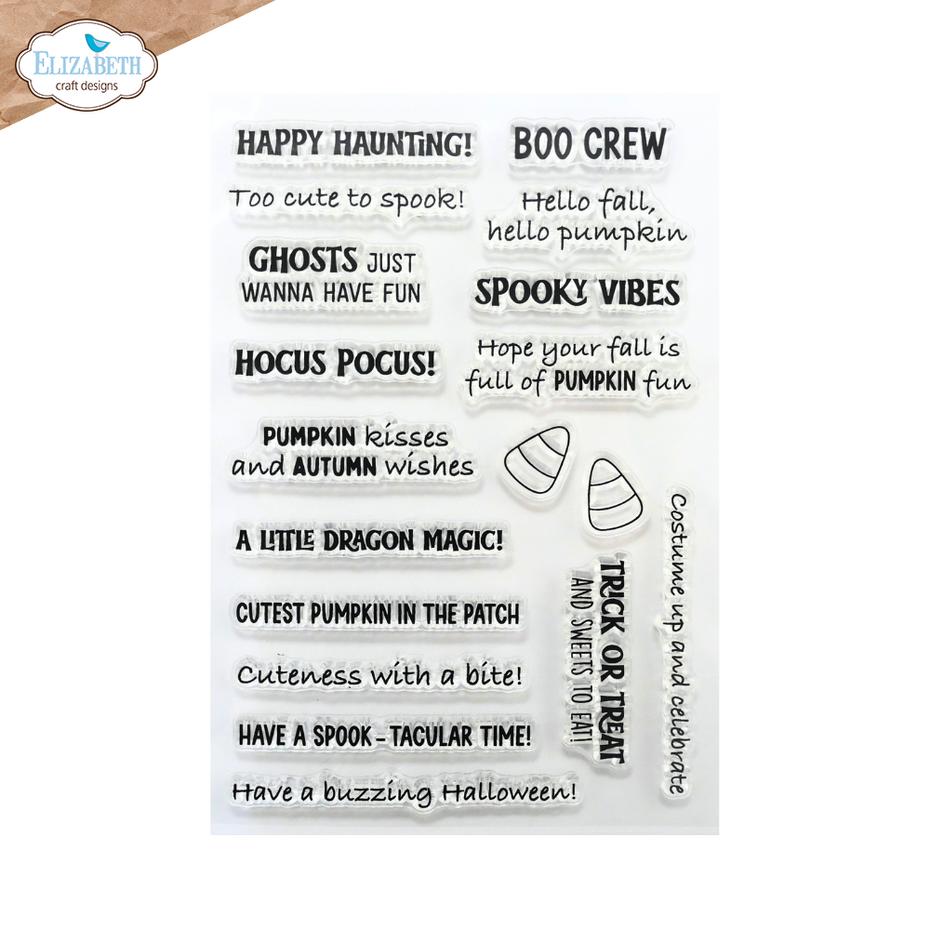 Elizabeth Craft Designs Snuggle Season Stamps Spooky Sentiments by Cute & Whimsical (CS462)