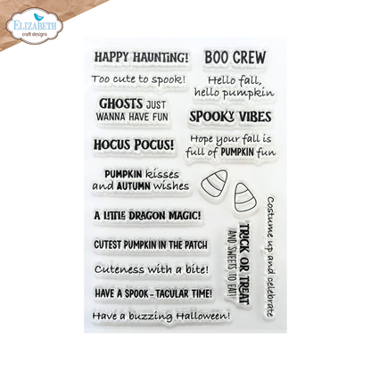 Elizabeth Craft Designs Snuggle Season Stamps Spooky Sentiments by Cute & Whimsical (CS462)