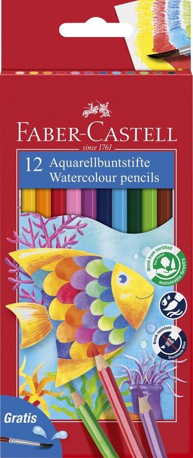 Faber-Castell - Kids Watercolor Pencil Set with Sharpener & Brush (12pcs)