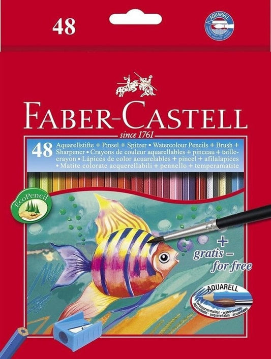Faber-Castell - Kids Watercolor Pencil Set with Sharpener & Brush (48pcs)