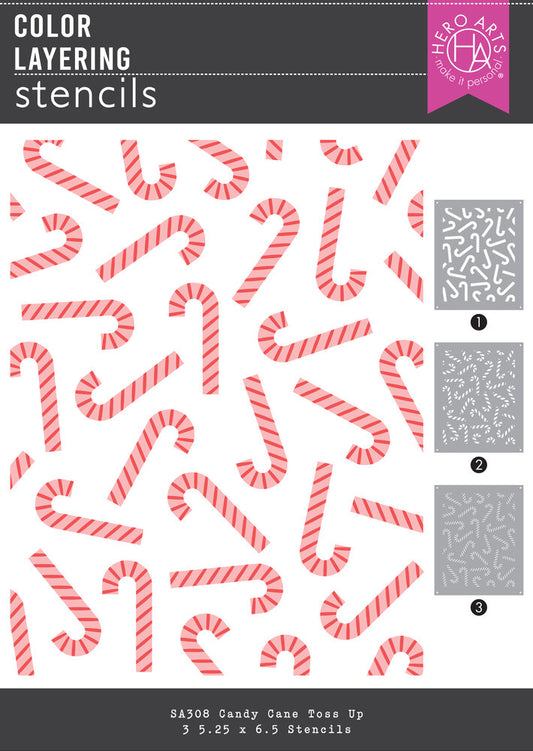 Hero Arts - Candy Cane Season Color Candy Cane Toss Up Layering Stencil (3pcs)