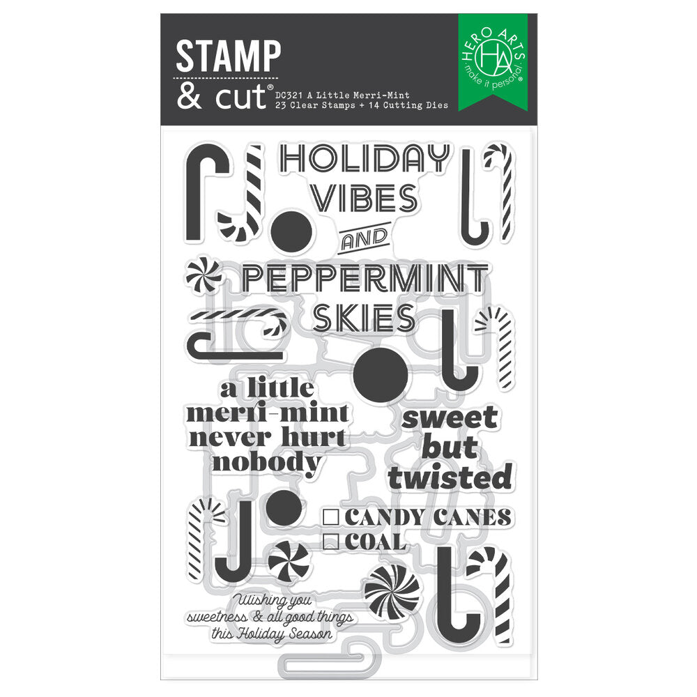 Hero Arts - Candy Cane Season A Little Merri-Mint Stamp & Cut