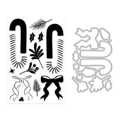 Hero Arts - Candy Cane Season Candy Cane Swag Stamp & Cut