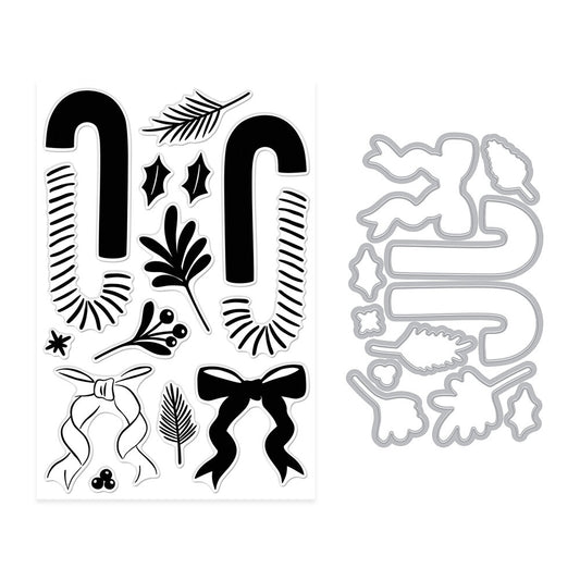 Hero Arts - Candy Cane Season Candy Cane Swag Stamp & Cut