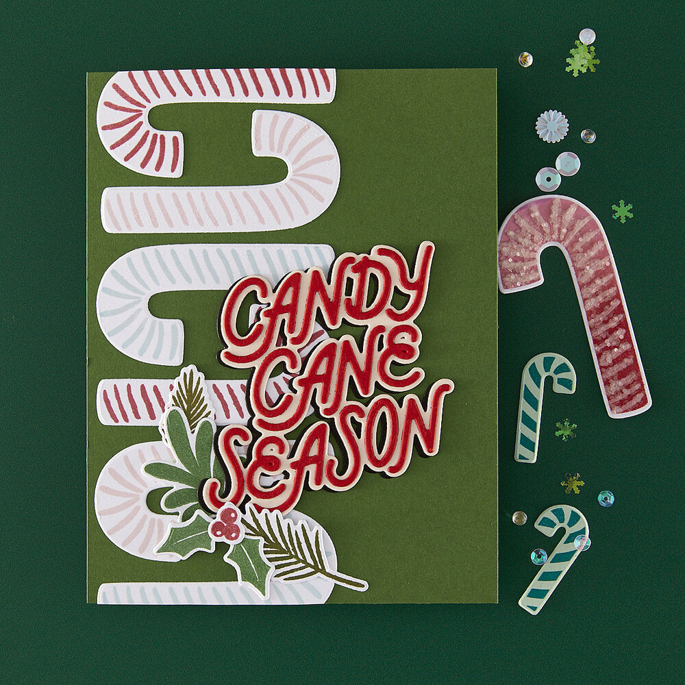 Hero Arts - Candy Cane Season Candy Cane Swag Stamp & Cut