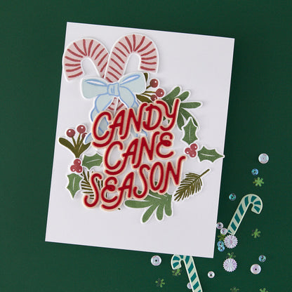 Hero Arts - Candy Cane Season Candy Cane Swag Stamp & Cut