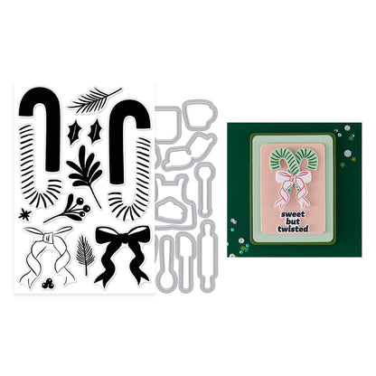 Hero Arts - Candy Cane Season Candy Cane Swag Stamp & Cut