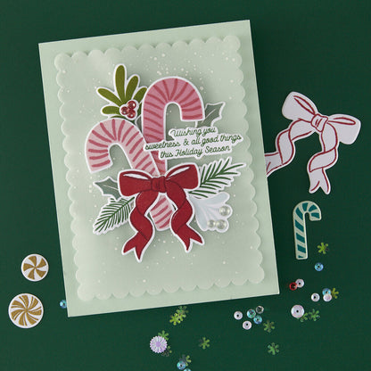 Hero Arts - Candy Cane Season Candy Cane Swag Stamp & Cut
