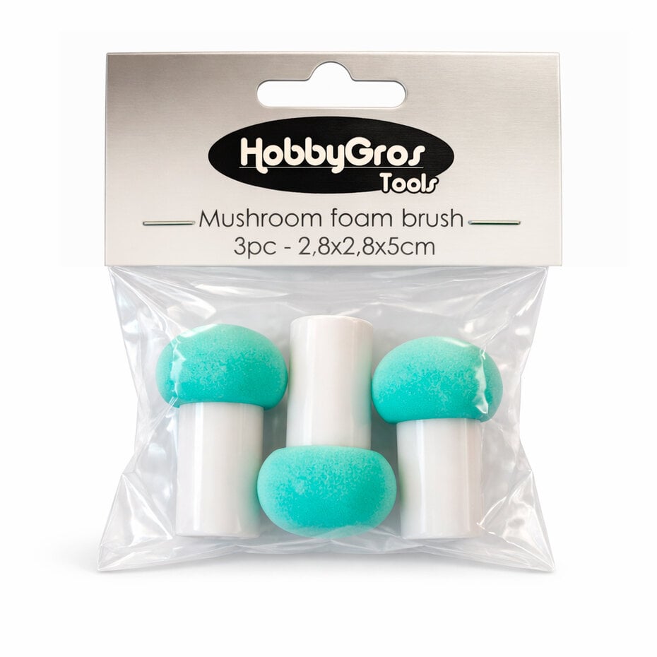 Hobbygros Storage - Extra Small Mushroom Foam Brushes (3pcs)