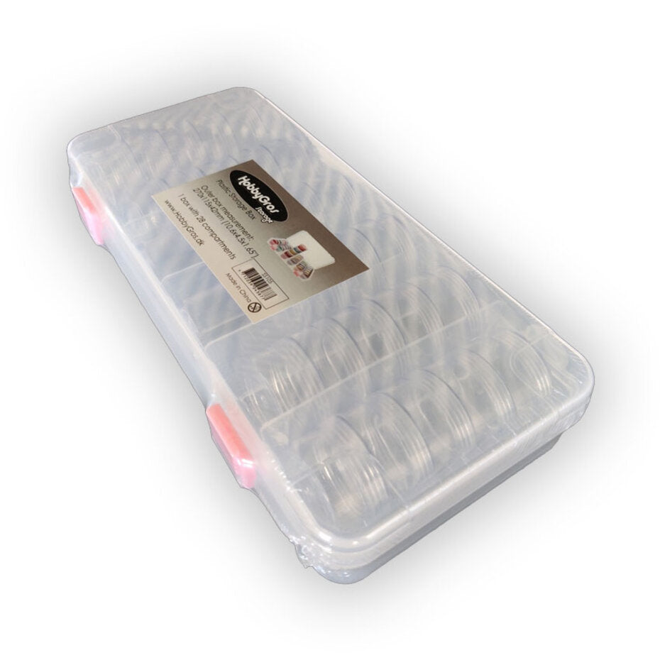 Hobbygros Storage - Plastic Storage Box w/ 28 Compartments - Jars