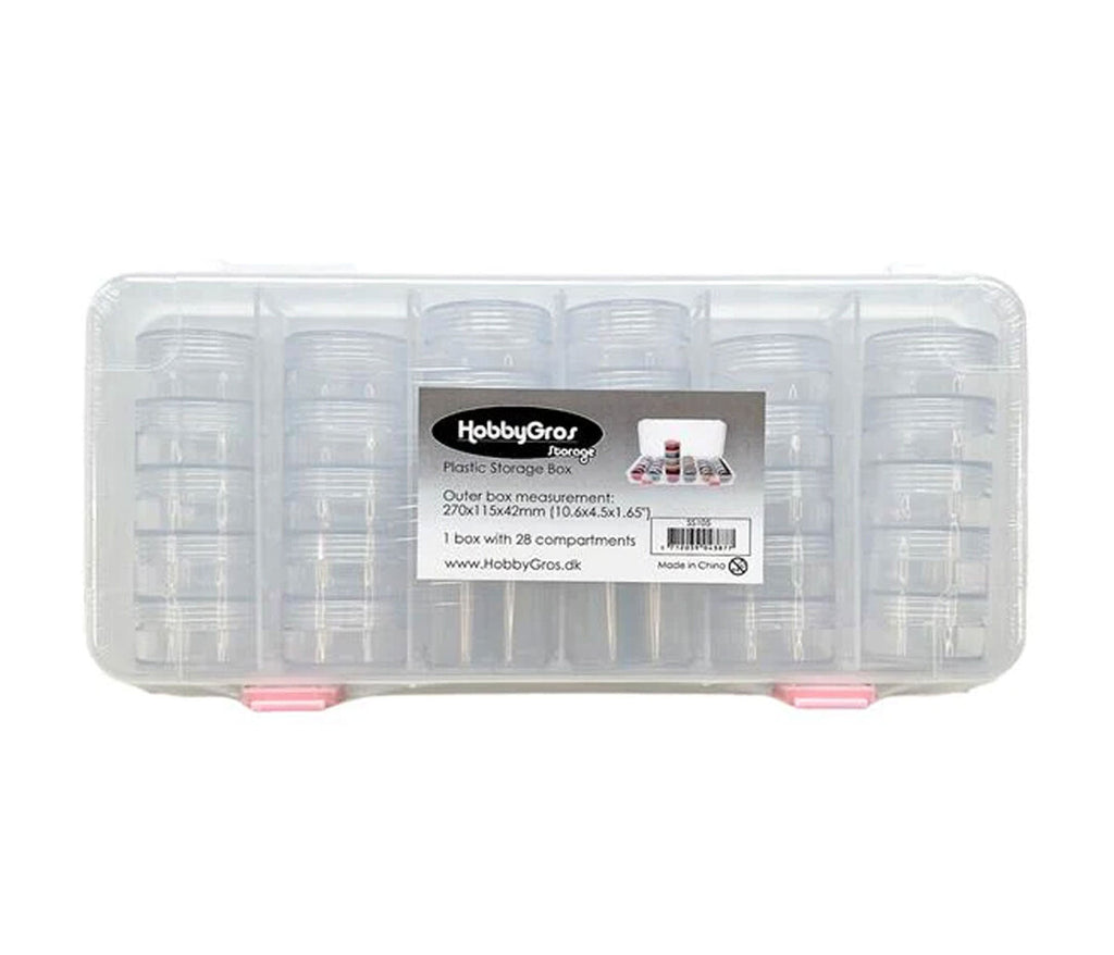 Hobbygros Storage - Plastic Storage Box w/ 28 Compartments - Jars