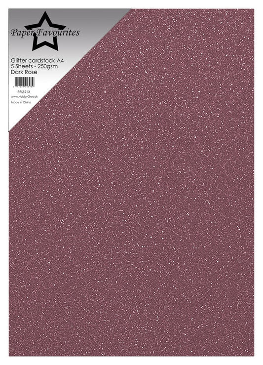 Paper Favourites - Glitter Cardstock Dark Rose (5pcs)