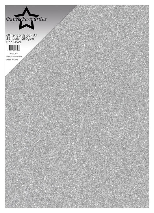 Paper Favourites - Glitter Cardstock Silver (5pcs)