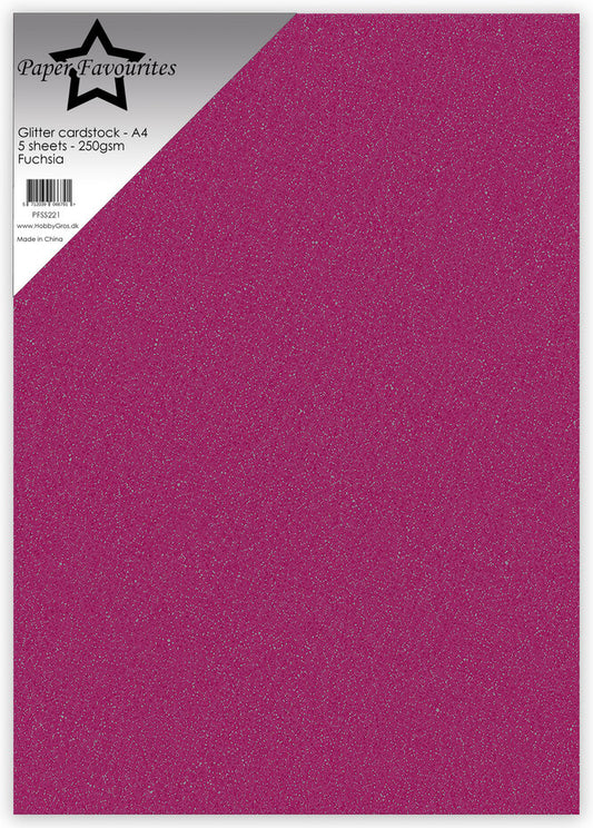 Paper Favourites - Glitter Cardstock Fuchsia (5pcs)