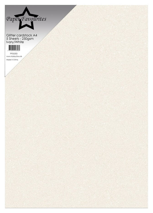 Paper Favourites - Glitter Cardstock Ivory/White (5pcs)