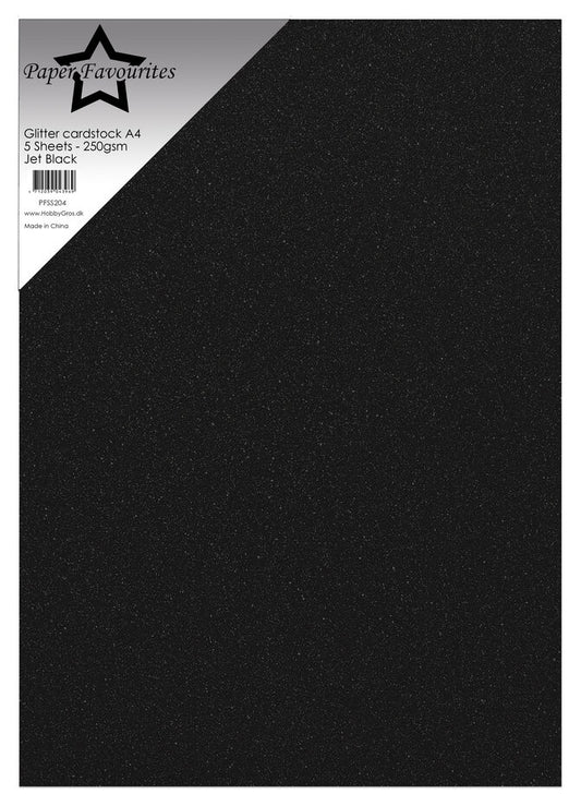 Paper Favourites - Glitter Cardstock Jet Black (5pcs)