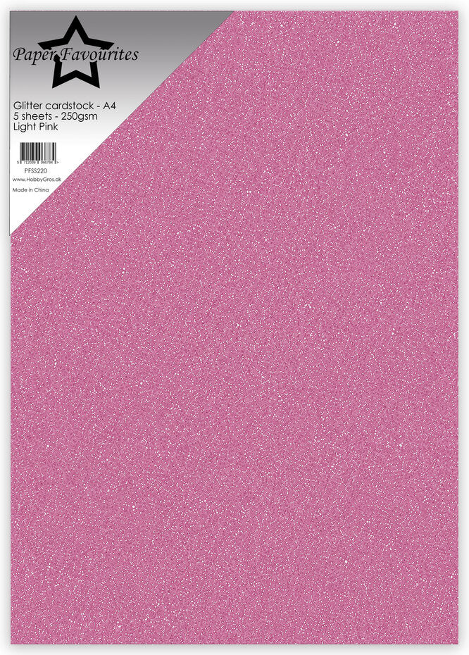Paper Favourites - Glitter Cardstock Light Pink (5pcs)