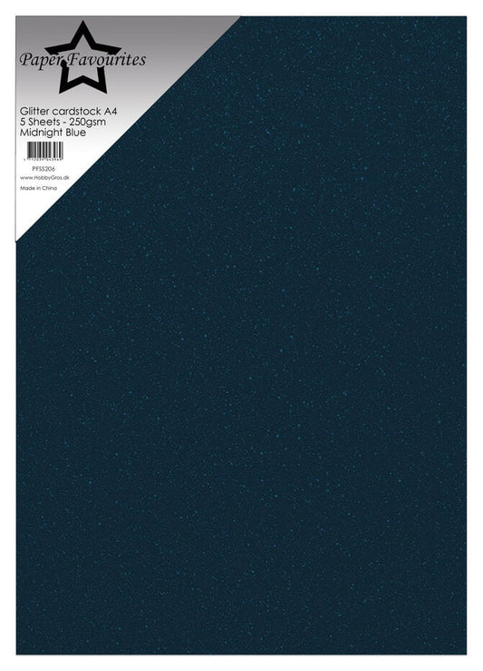 Paper Favourites - Glitter Cardstock Midnight Blue (5pcs)