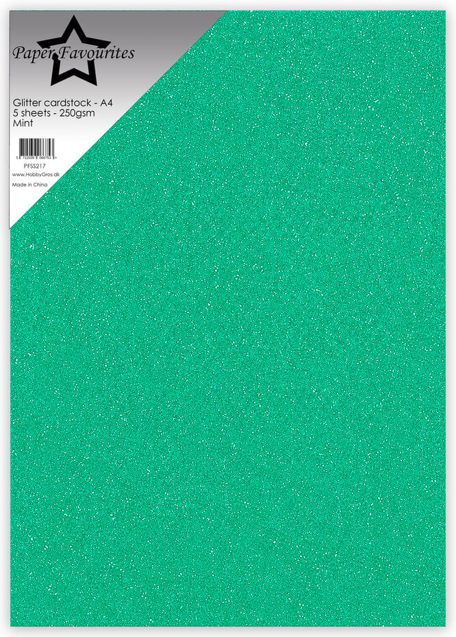 Paper Favourites - Glitter Cardstock Mint (5pcs)