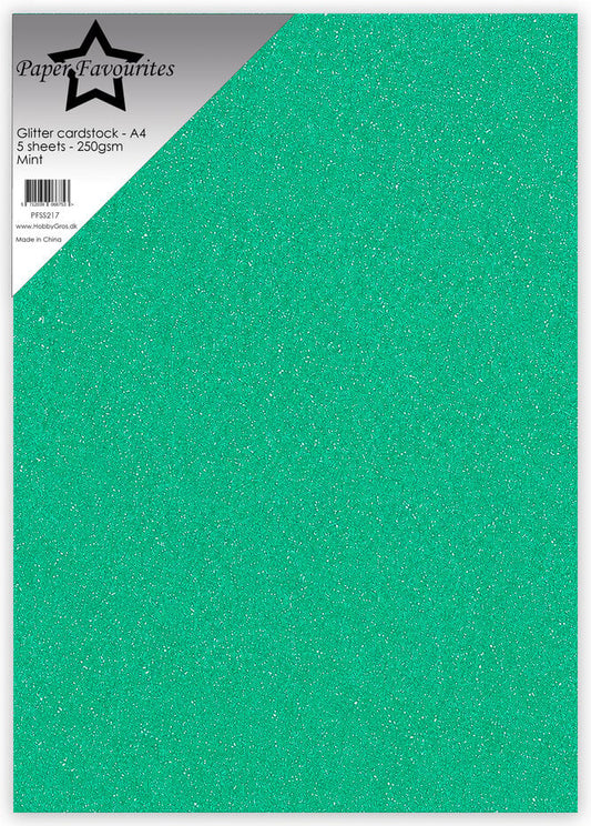 Paper Favourites - Glitter Cardstock Mint (5pcs)