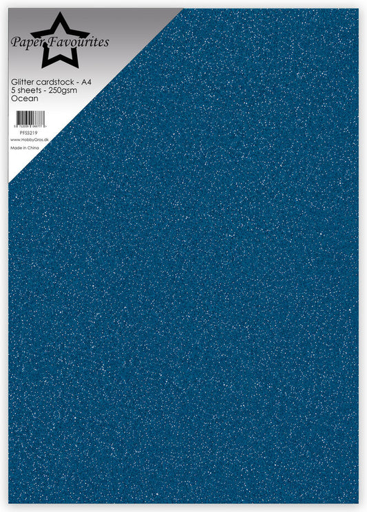 Paper Favourites - Glitter Cardstock Ocean (5pcs)