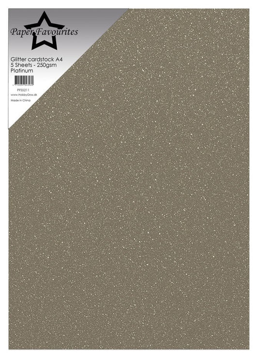 Paper Favourites - Glitter Cardstock Platinum (5pcs)