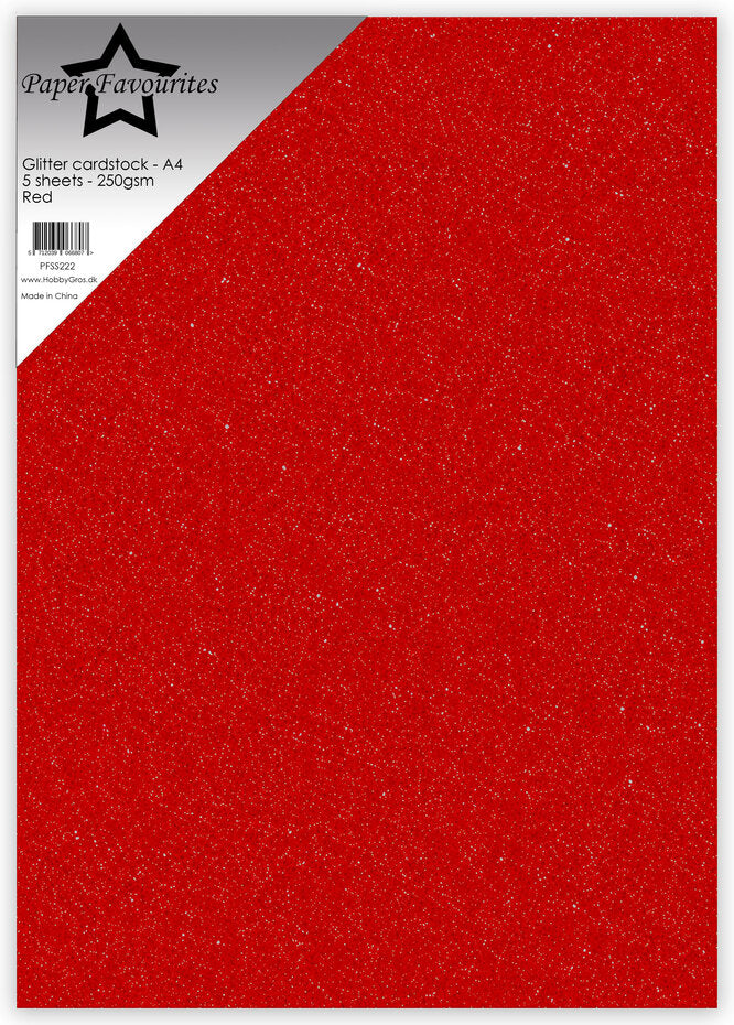 Paper Favourites - Glitter Cardstock Red (5pcs)