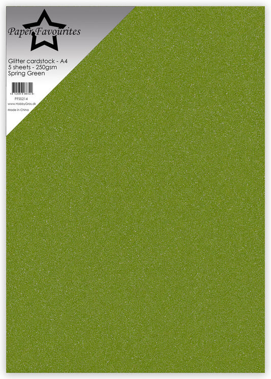 Paper Favourites - Glitter Cardstock Spring Green (5pcs)