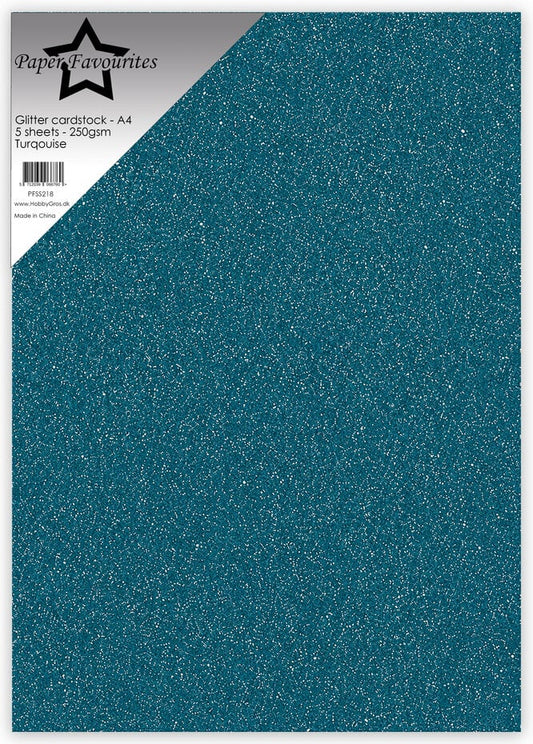 Paper Favourites - Glitter Cardstock Turqouise (5pcs)