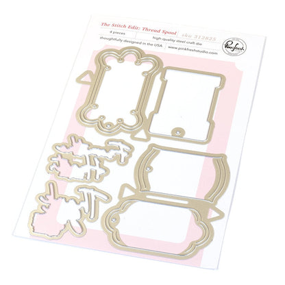 SET DEAL: Pinkfresh Studio - The Stitch Edit Thread Spool Florals Stamps & Die