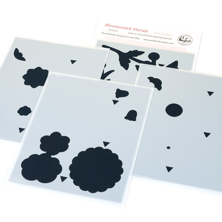Pinkfresh Studio - Bloomsmith Florals Coloring Stencils (4pcs)