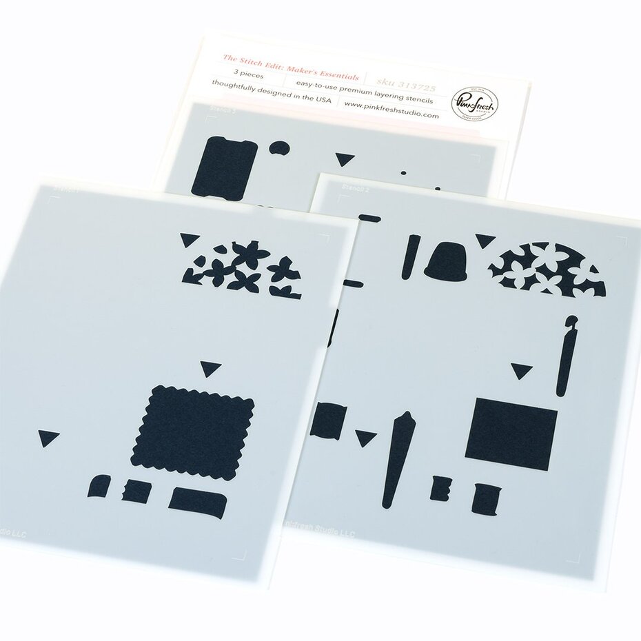 Pinkfresh Studio - The Stitch Edit Maker's Essentials Coloring Stencils (3pcs)
