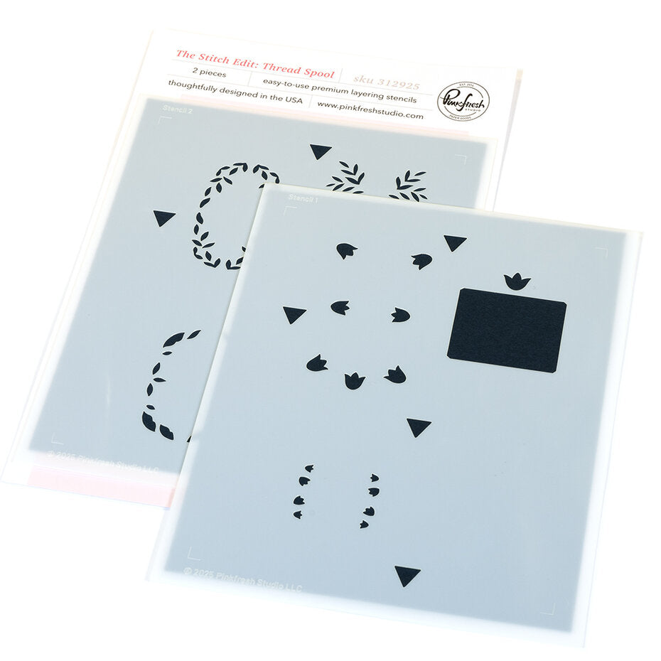 Pinkfresh Studio - The Stitch Edit Thread Spool Coloring Stencils (2pcs)